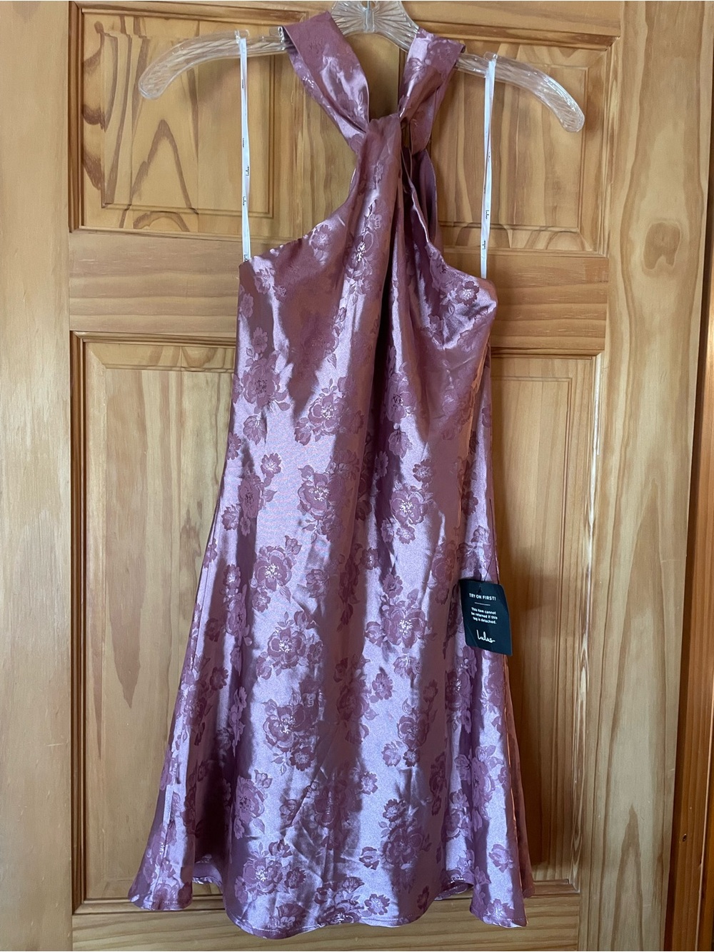 Lulu's Rose-Mauve Floral Jacquard Midi Dress